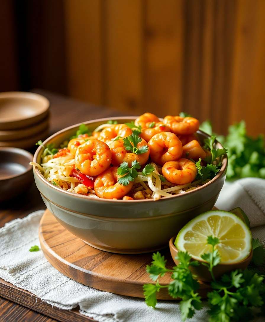 Spicy Hoisin-Peanut Shrimp & Slaw Bowls
